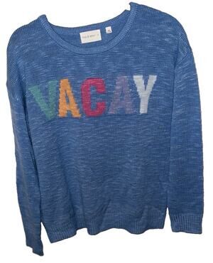 Mia & Tess Light Blue VACAY Sweater Size Small